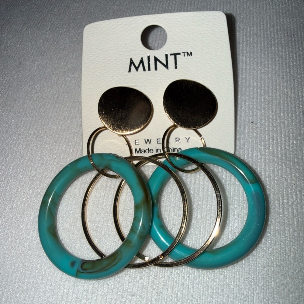 Gold Tone Acrylic Earrings